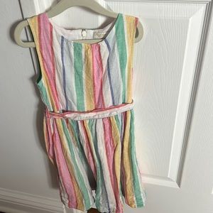 Mini Boden girls rainbow striped dress size 5-6